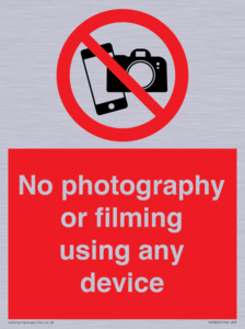 No photography or filming using any device